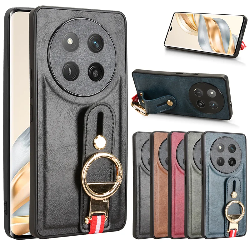 Luxury Leather Wristband Stand Case with Ring Opener