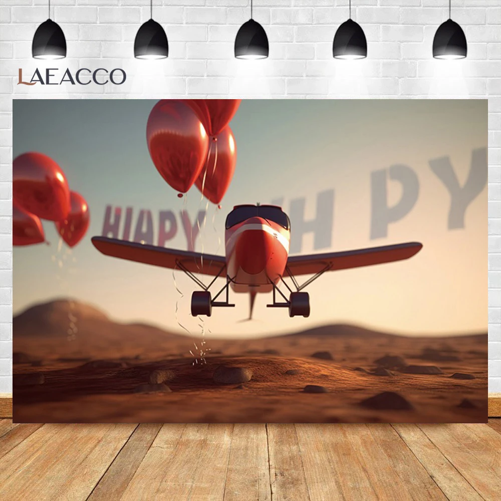 Modello Di Aeroplano Sfondo Sky Gliding Landing Vintage Log Cabin Pilot Festa Di Compleanno Sfondo Camera Da Letto Building Blocks Decorazione