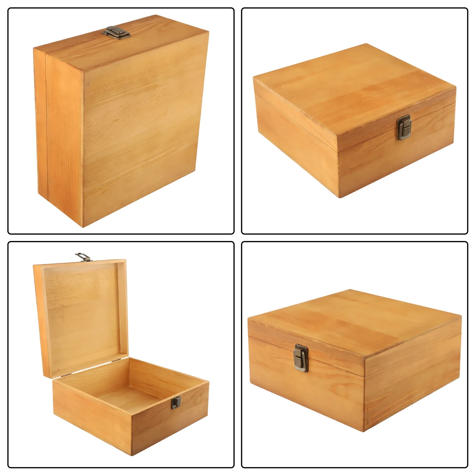 Wooden Storage Box Pine Rectangular Flip Solid Wood Gift Box Handmade Craft Case Organizer Container Case For Home Storage Decor 3