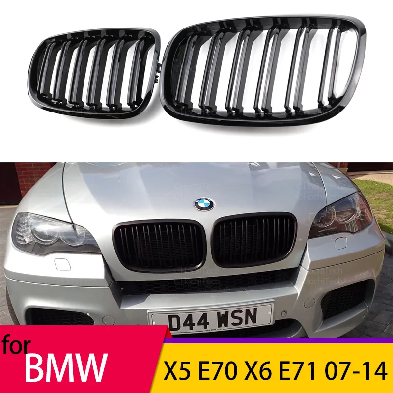 

Car Gloss Black Front Bumper Grille For BMW X5 E70 2007-2013 X6 E71 E72 2008-2014 Sport Grill Double Slat Line Grilles Kindey