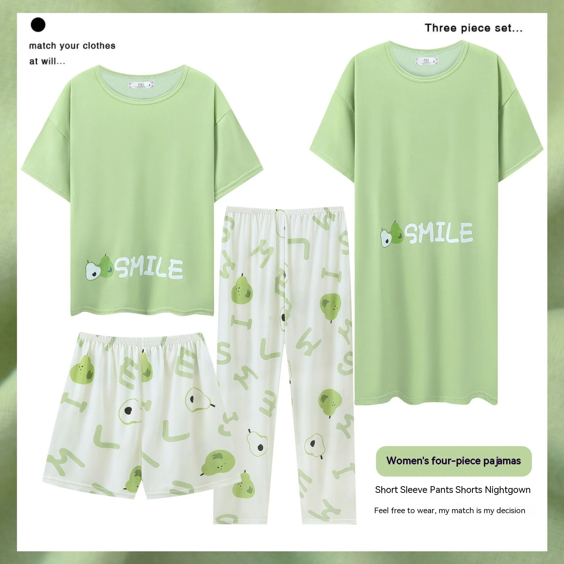 Cotton Pajama Set Breastfeeding Nightgown Maternity Nightgown Set Pregnant Women Dress Women&rsquo;s Pajamas Homewear Four-Piece Maternity Pajamas Breastfeeding Homewear Monthly Clothing Women&rsquo;s Nightgown Set