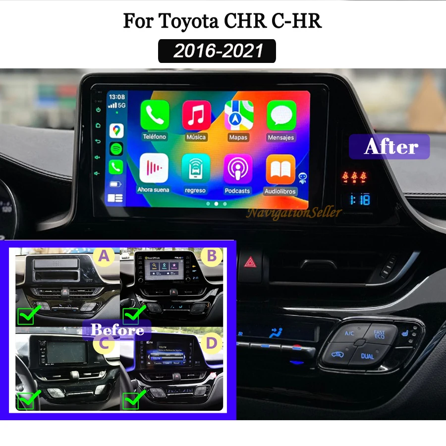 VIGOHI-9-Inch-Android-Car-GPS-Radio-For-Toyota-CHR-2016-21-Stereo-Apple ...