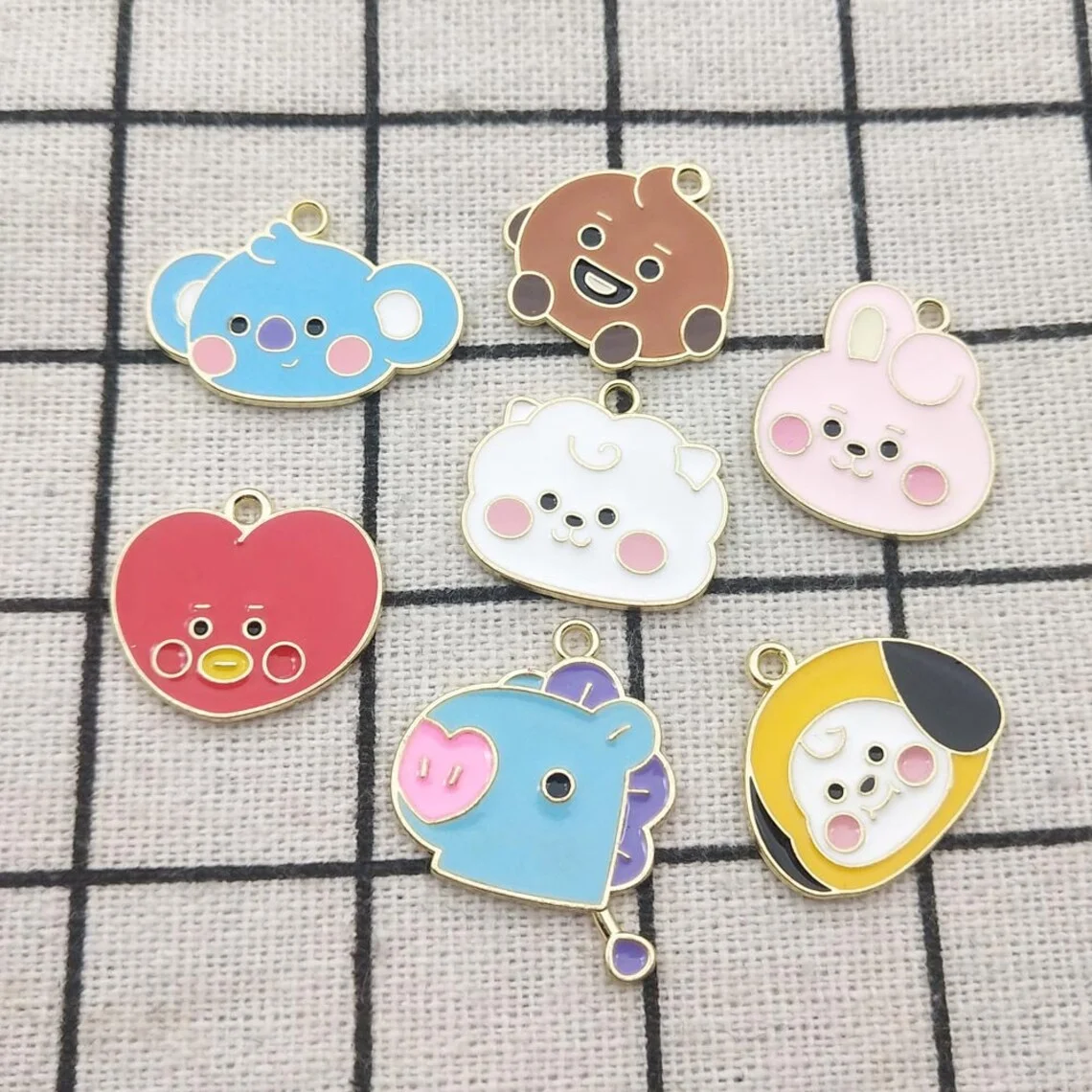 Jewelry Accessories 10pcs Cartoon Charm DIY Making Enamel Necklace Earring Pendant Keychain Charms Alloy Metal Gold Plated