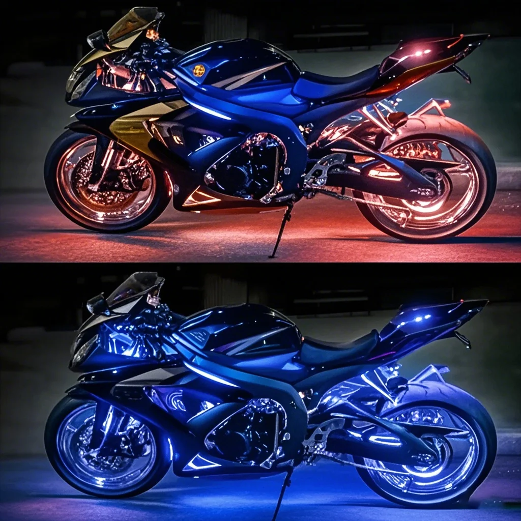 Motorcycle Atmosphere Underglow Lights LED Light Kits App Remote Control RGB Waterproof for Yamaha BMW Harley Suzuki