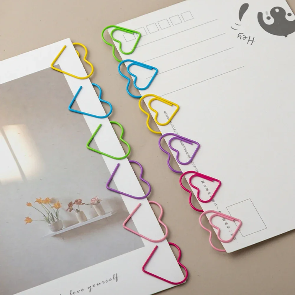 Colourful Love Paper Clips Hollow Out Bookmark Student Gifts School Office Supplies Stationery 10Pcs
