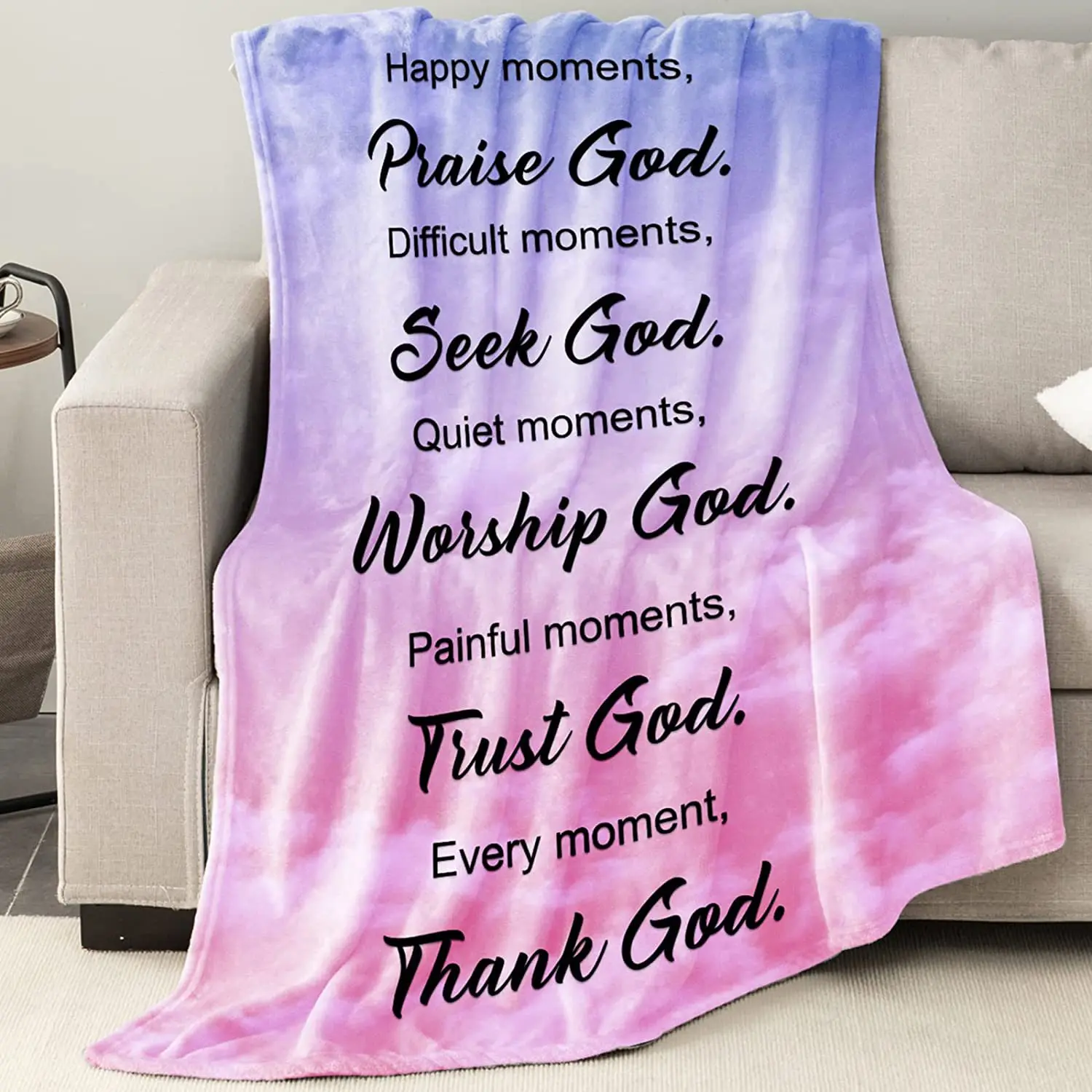 

Inspiring Letters Blanket Fluffy Flannel Prayers God Religious Rug Soft Cozy Plush Throw Blankets Home Bedspread Shawl for Gift