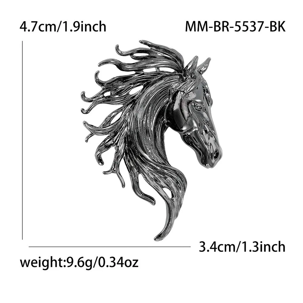Zodiac Theme Luxury Glossy Horse Head Brooches Elegant Unisex Design Zodiac Animal Pins Fashion Style Animal Pins New Year Gifts