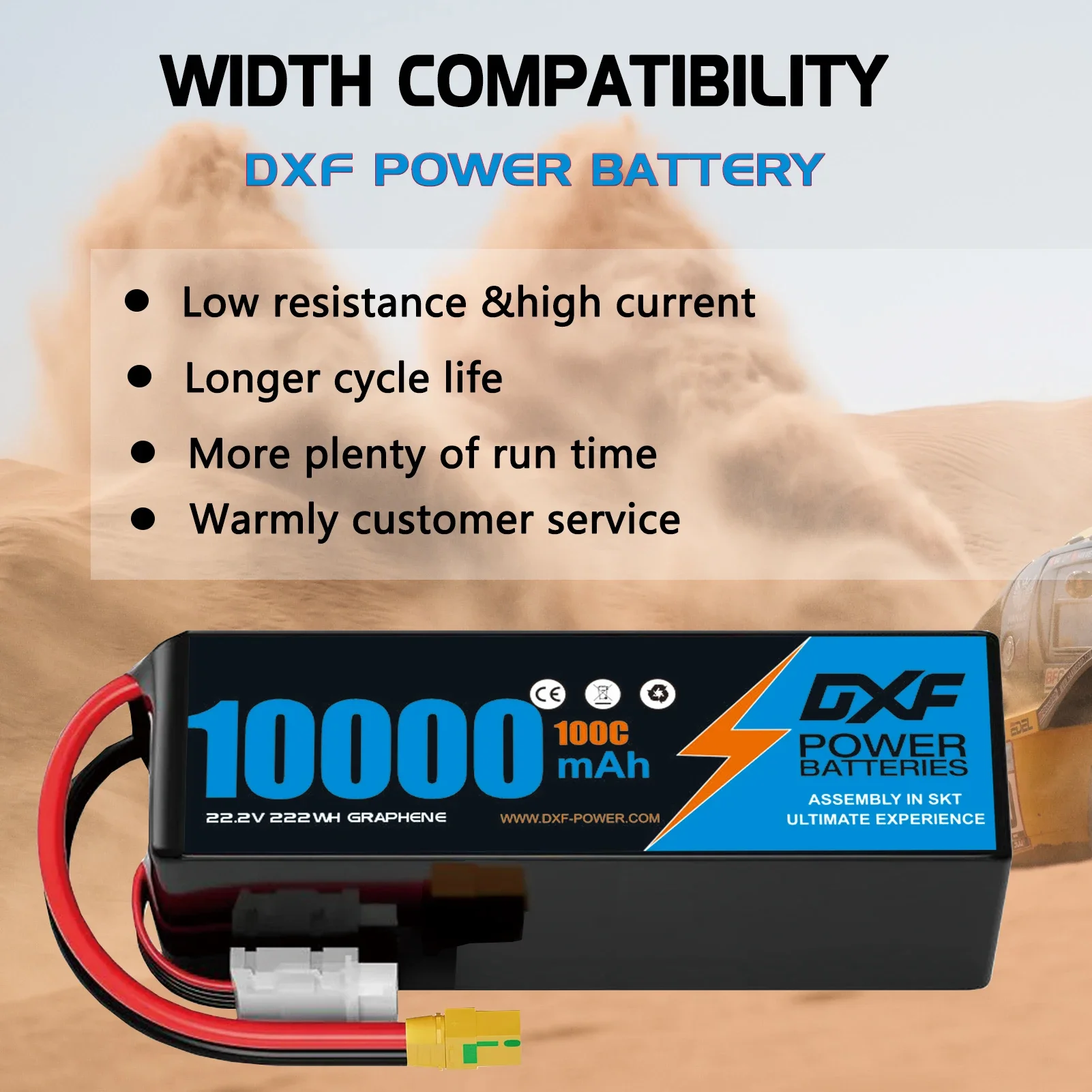 DXF LiPo Battery 6S 22.2V 100C 10000mAh / 4S 14.8V High-Capacity Rechargeable Battery with XT90 Plug for RC Helicopter, Drone & FPV Models 6