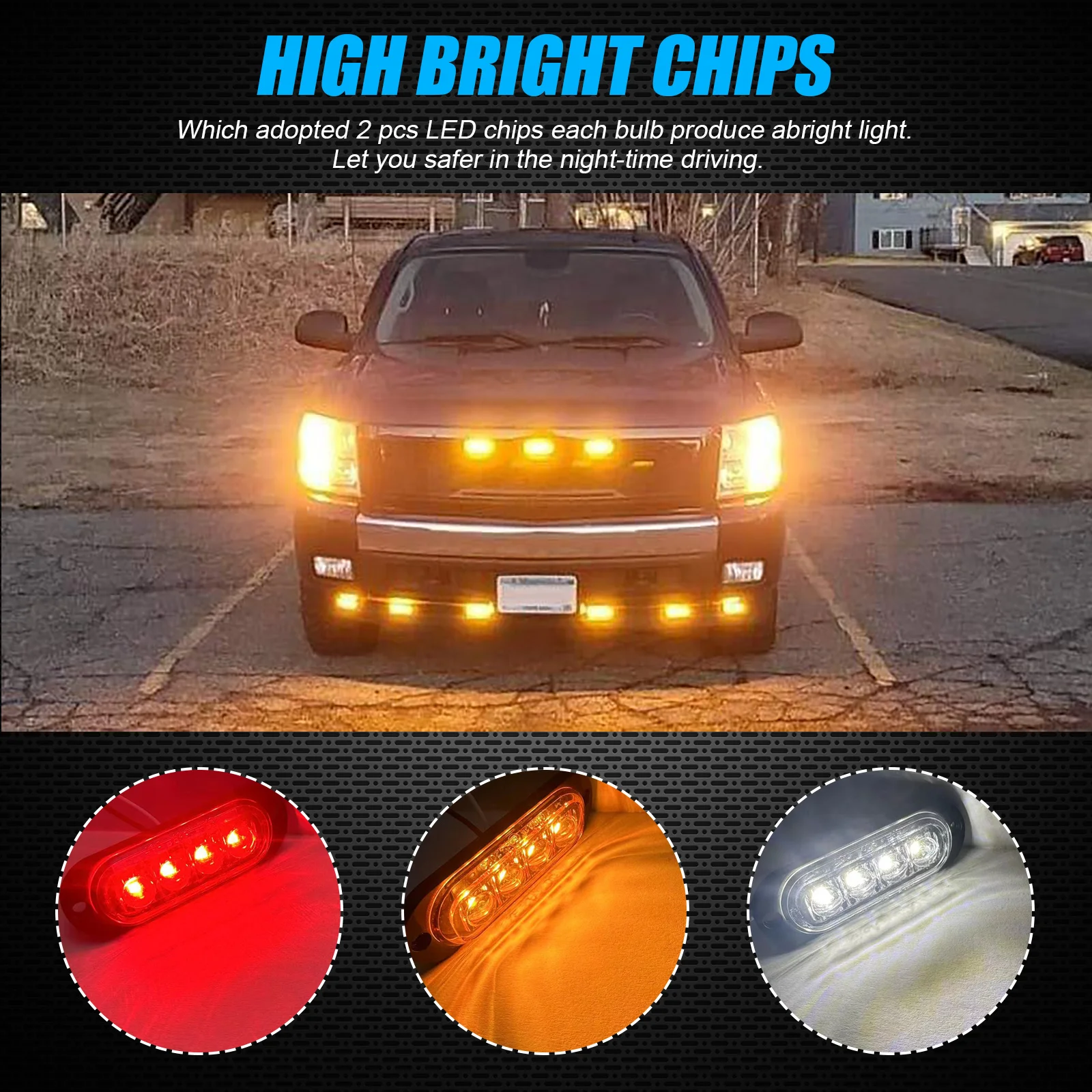 10PCS Waterproof Truck Marker Side Lights Trailer Caravan Side Clearance Marker Lights Red Yellow White Warning for Car led marker lights led warning lights