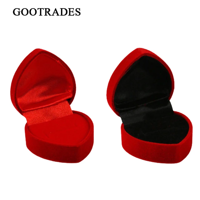 Boîtes à matiques en forme de cœur en velours rouge, boîtes à bijoux,  présentoirs à boucles d'oreilles, boîte à matiques de mariage, présentoir à  matiques - AliExpress