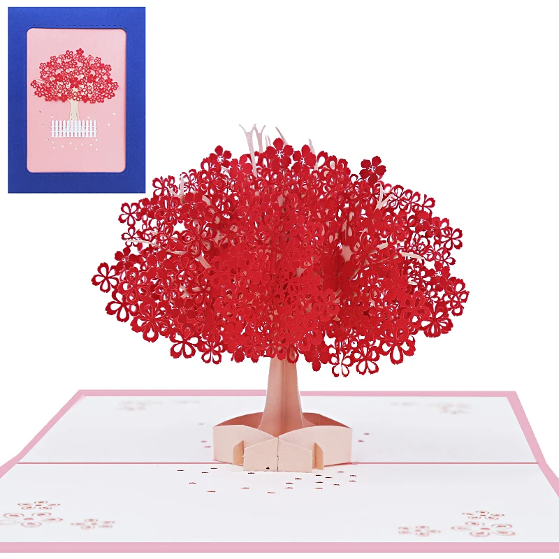 3D Sakura Cherry Blossom Pop Up Greeting Card, Valentine's Day, Thank You Cards, Wedding Invitation, Missing You Card, Gifts