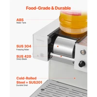 SucceBuy Machine à glace pilée 40-80 kg/24h avec lame en acier, machine à neige électrique, pré-refroidissement rapide en 90 secondes 4