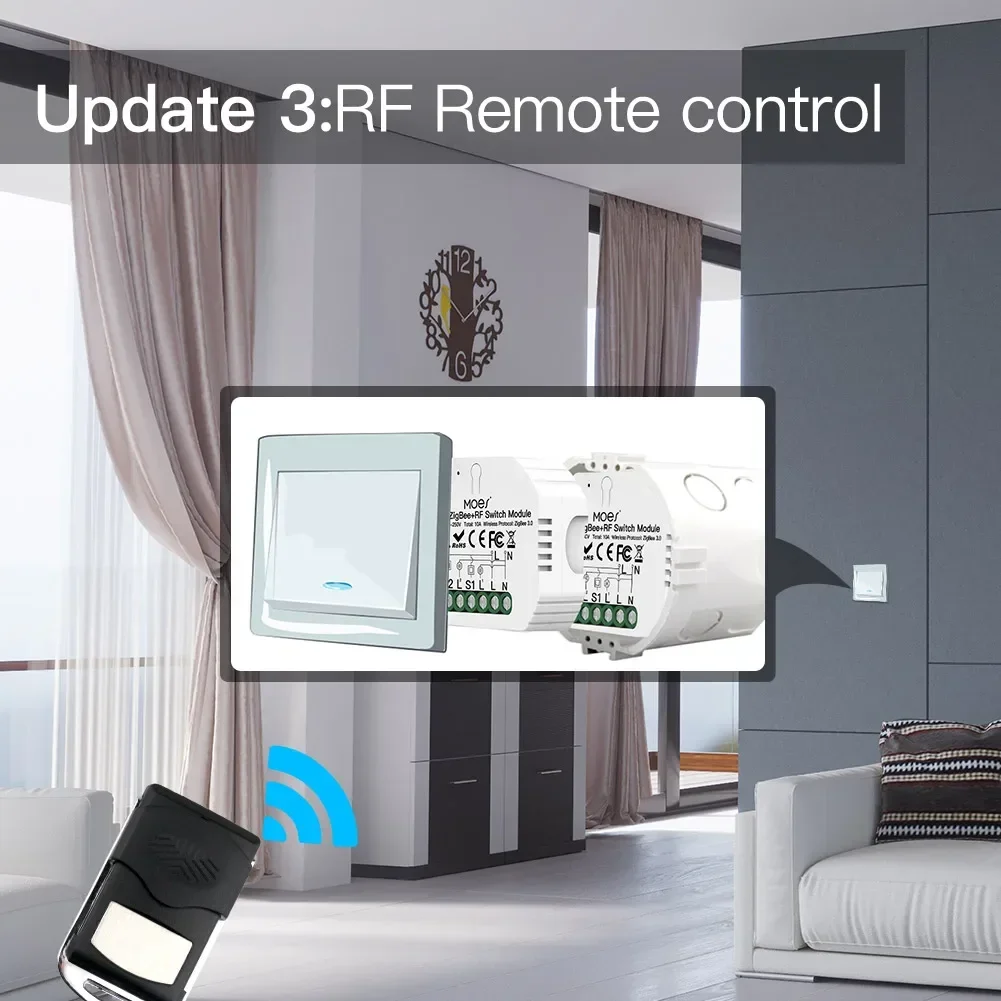 MOES Tuya ZigBee 3.0 스마트 라이트 스위치 릴레이 모듈 1/2/3 Gang Smart Life/Tuya App 제어, Alexa Google Home Yandex와 함께 작동