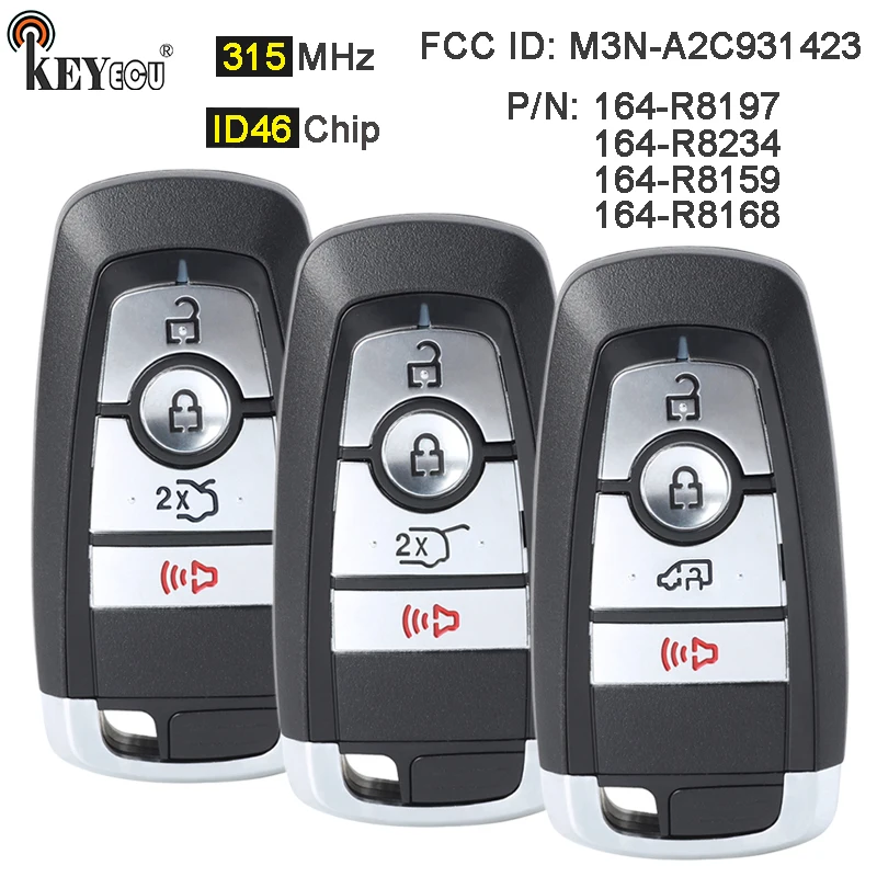 Keyecu 315Mhz Id49 Chip M3N-A2C931423 Smart Remote Key Fob Per Ford Edge Explore Expedition Bronco Mustang Transit Connect