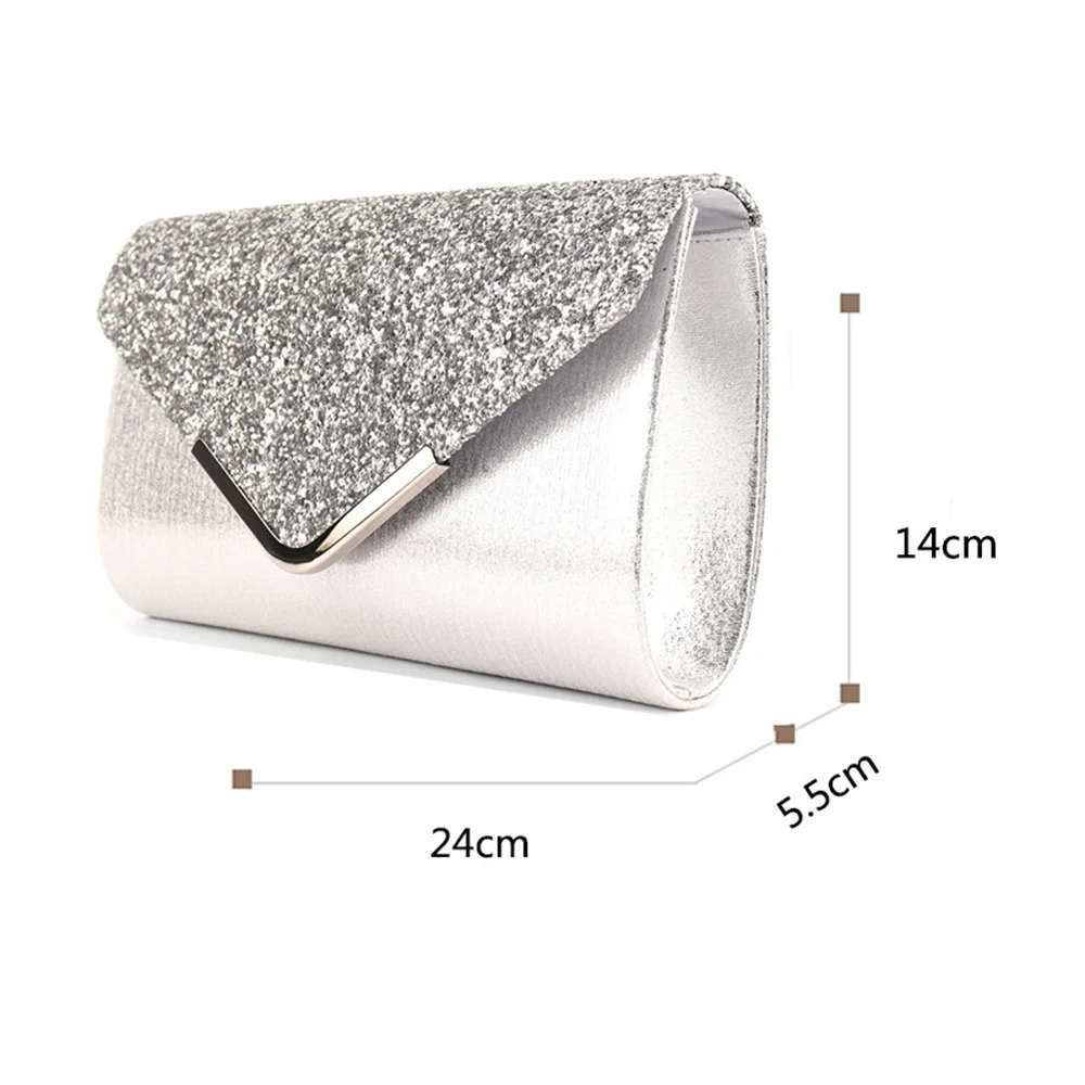 Durio Bolso De Mano Con Purpurina, Bolso Brillante, Color Plateado, Para Bodas, Fiestas, Plata, Talla única