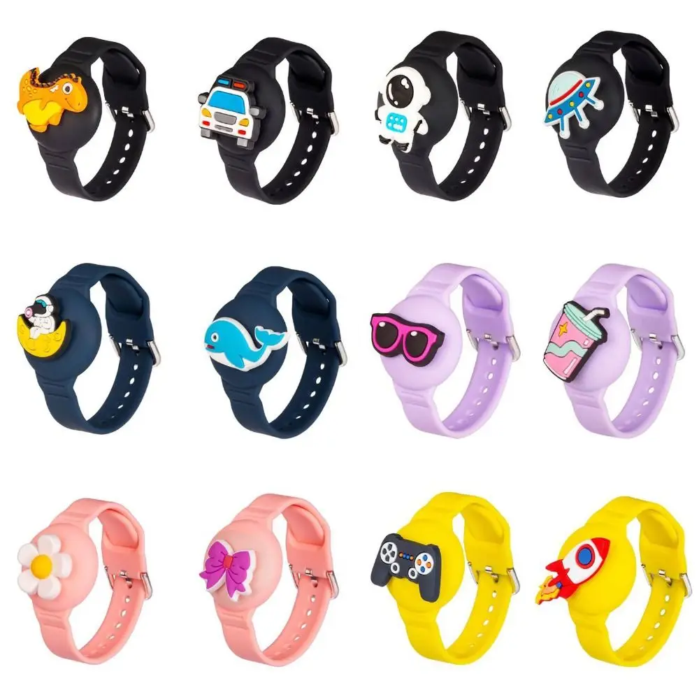 Silicone Kids Bracelet Replacement Decorative Patterns Child Wristband Waterproof Cartoon for Apple AirTag