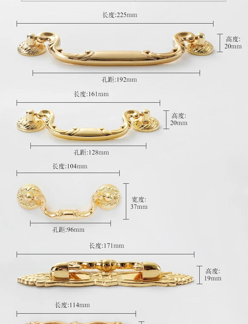 Nordic Shiny Gold Brass Handles para Móveis,