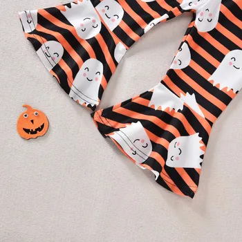 6M-3Y Fashion Baby Girls' Halloween Suit Kids Set Two Pieces Cartoon Print Girl Top And Bottom Set Children Halloween Outfit Set 6