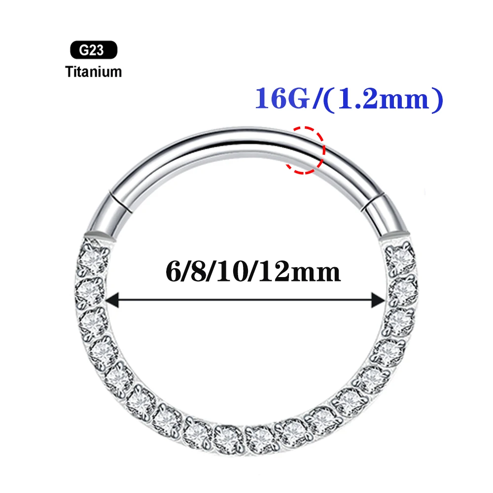 1,0mm TITAN Hinged Segment Clicker Ring Mit Scharnier Piercing Ohr Augenbraue