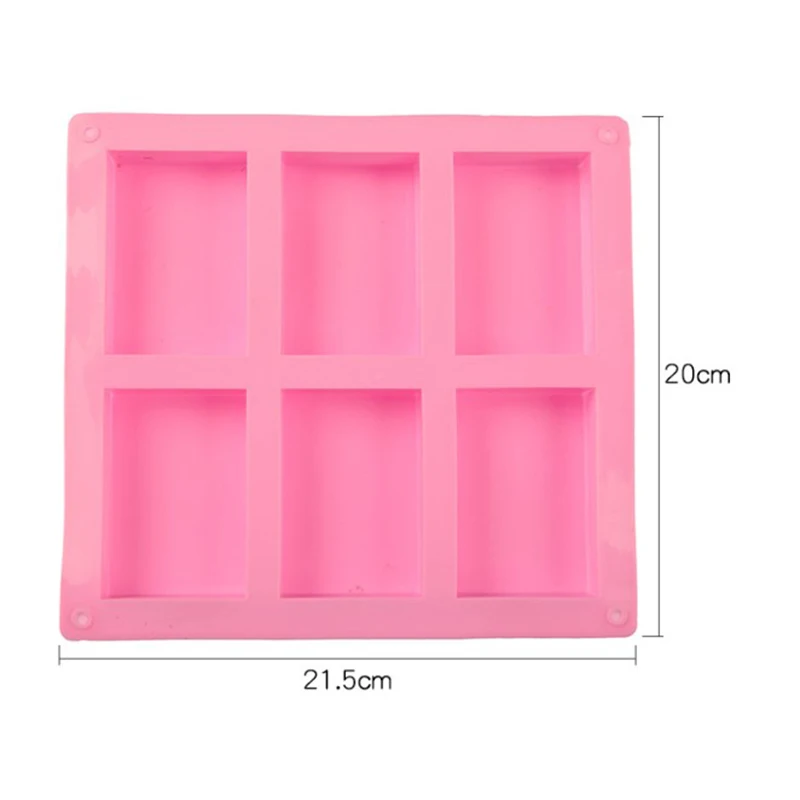 6 Cell Rectangular Silicone Soap Mold For Homemade Decorative Soap Making Mould