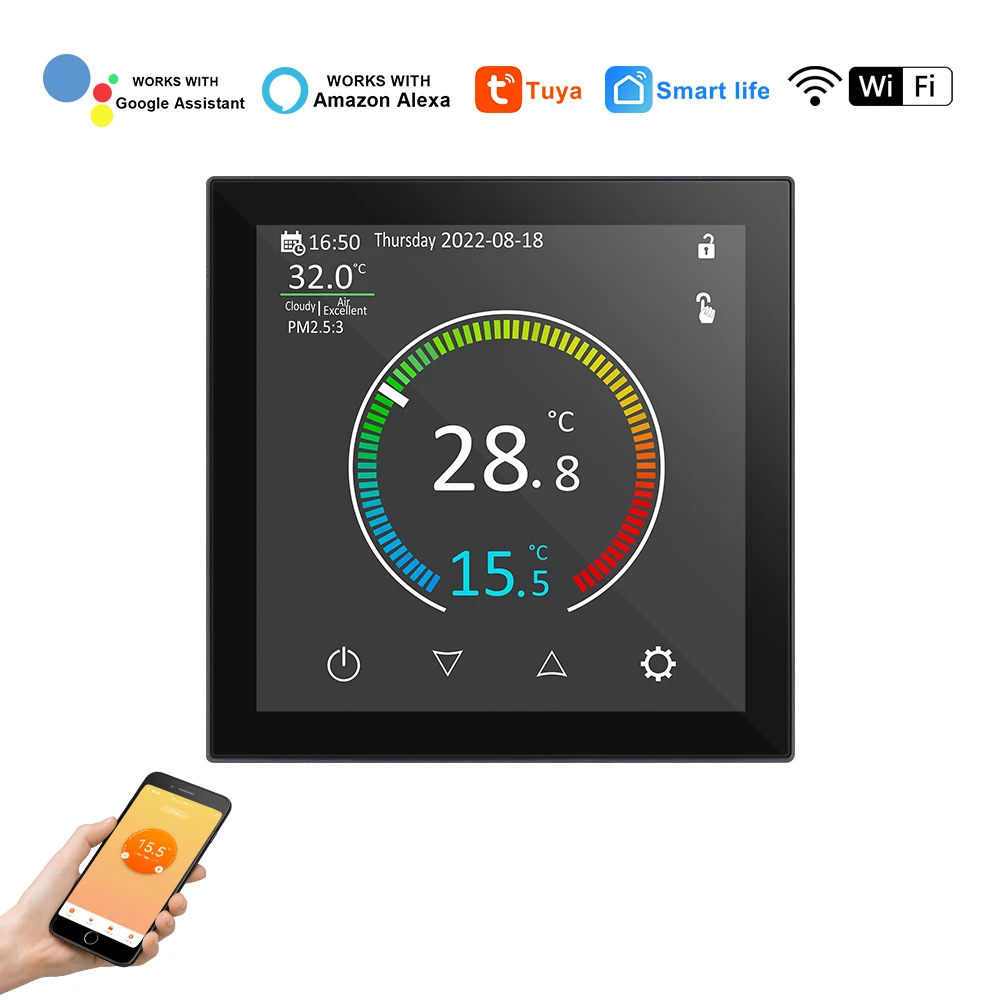 

Tuya Smart Floor Thermostat WiFi Electric Heating Touch Screen Weekly Programming Temperature Controller for Google Home Alexa