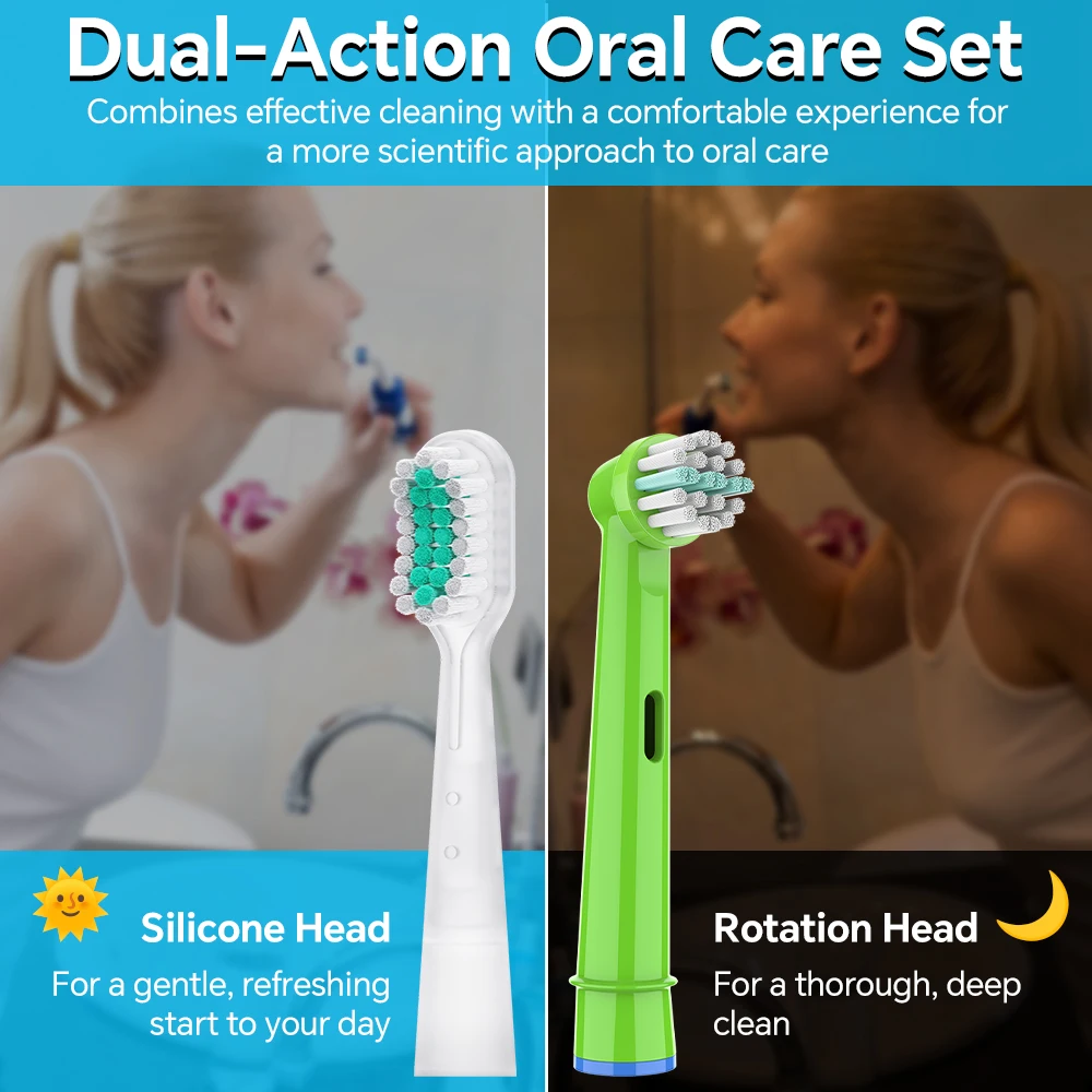 4/8개 교체용 브러시 헤드(2개의 진동 및 진동 칫솔 헤드 포함), 오랄 B 전동 칫솔과 호환 가능