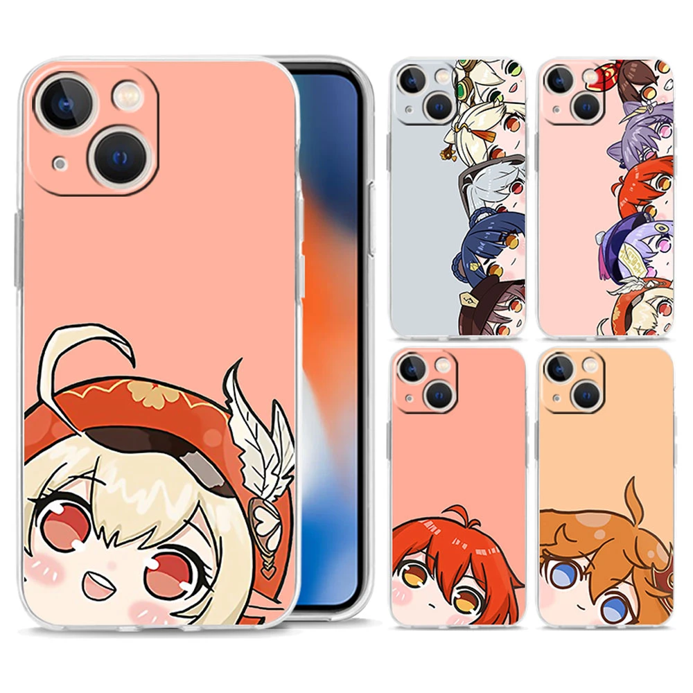Genshin Impact Anime Cute Phone Case For iPhone 11 13 Pro Max 12 mini SE2 6 7 8 Plus XR XS Max Soft Silicon Clear Cover Coque iphone 13 pro max case clear