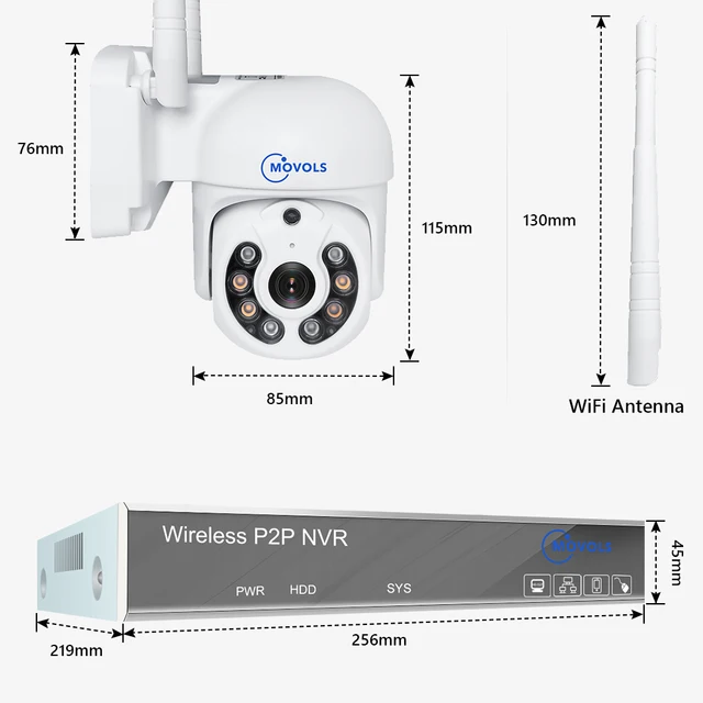 Movols H.265 3MP HD Wireless CCTV System Audio bidirezionale impermeabile PTZ WIFI IP telecamera di sicurezza 8CH P2P NVR Kit di videosorveglianza 5