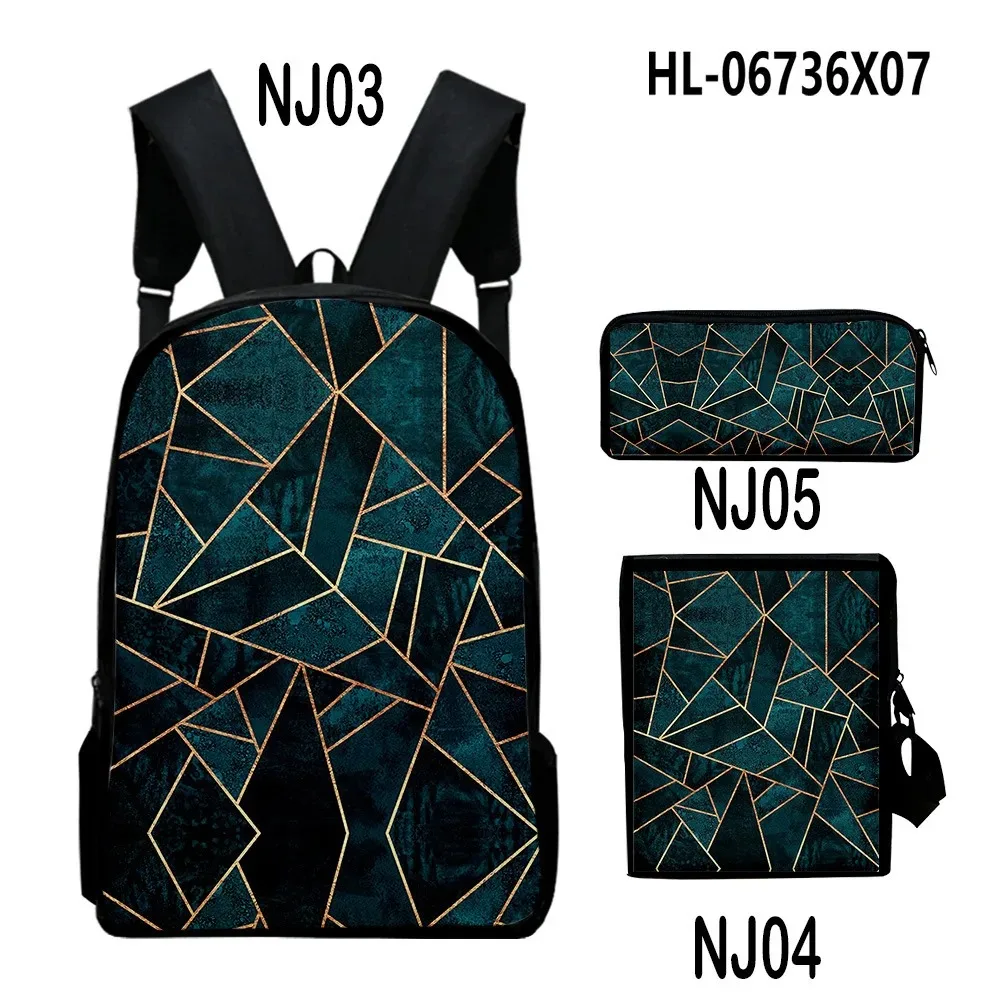 3D Flowing Gold Art Print School Backpacks, Laptop Backpack, Backpack, Tilt Shoulder Bag, Pencil Case, Harajuku, Popular, 3pcs