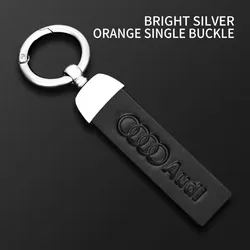 Premium Leather Keychain with Car Logo Keyring Accessory (Bright Black)