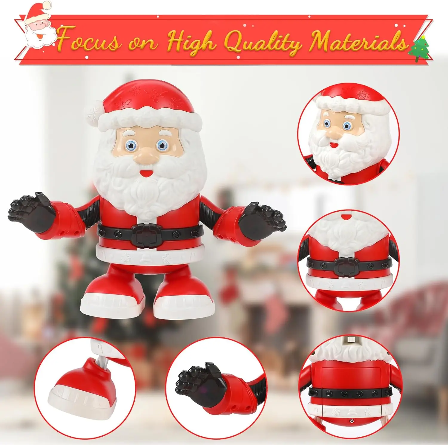 Cartoon Electric Santa Claus Toy Decor Christmas Singing Dancing With LED Light   AA Battery Operated Funny Gift For Kids 2