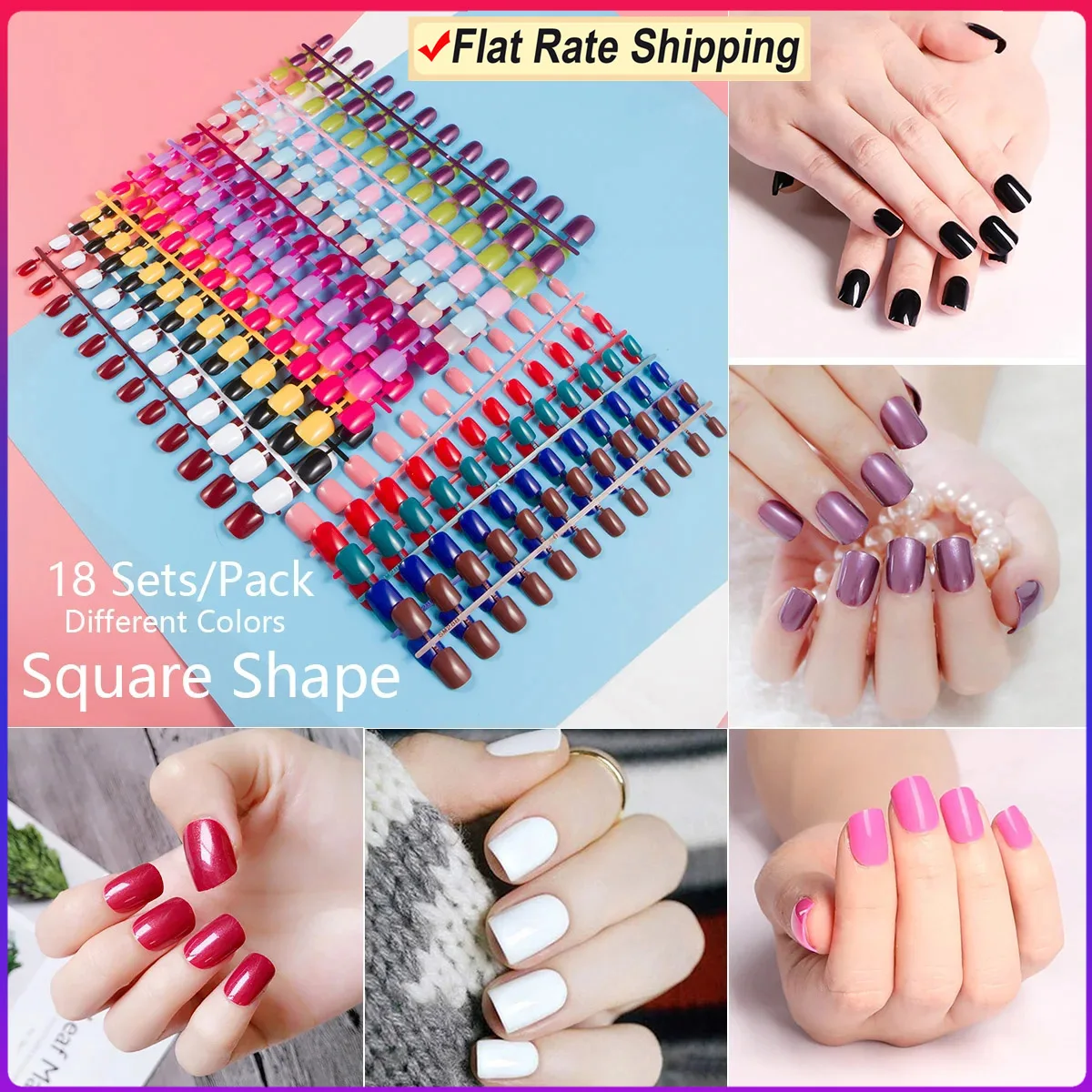 Fake Nails 432pcs/pack Mixed 18 Colors Full Cover Stiletto Nails Almond Acrylic mountain peak Sharp Ending False Nail Art Tips