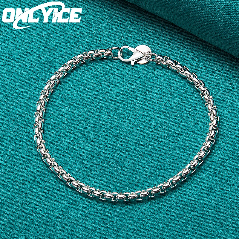 

925 Sterling Silver Exquisite Round 4mm Box Chain Bracelets For Women Man Fashion Designer Party Wedding Jewelry Holiday Gift