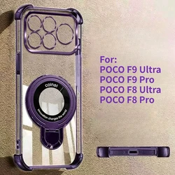 Enhanced TPU Protective Case with Lens Film and Magnetic Stand - Anti - Drop Cover in U - Shaped Design for Poco F9 Pro (PURPLE)
