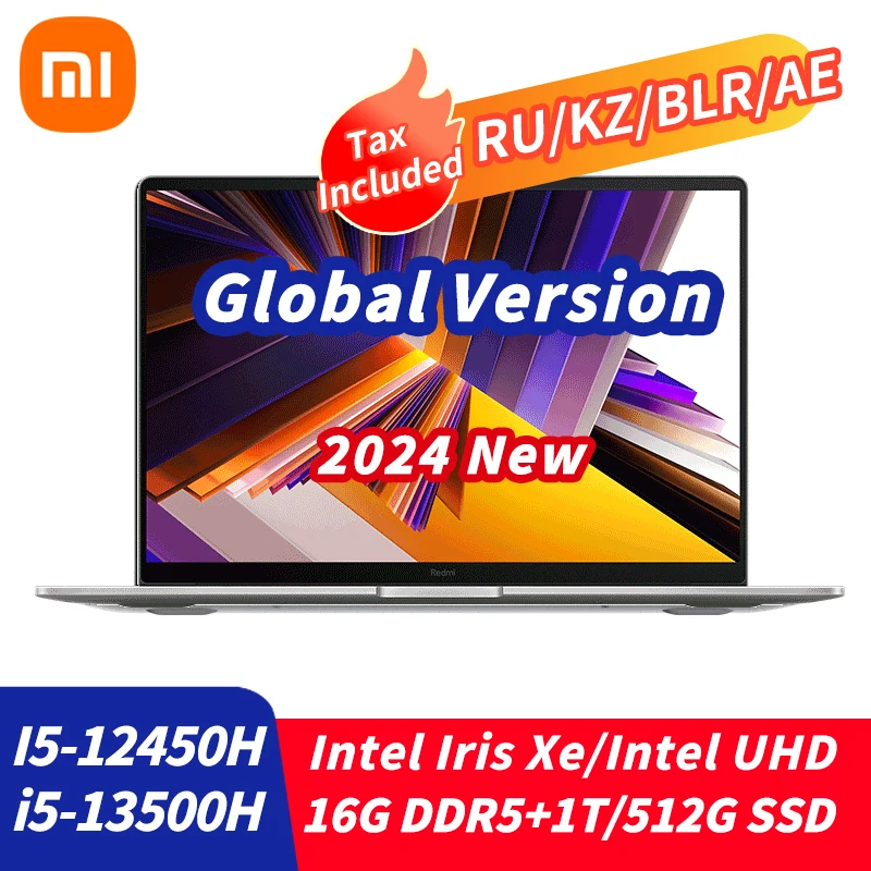 

2024 Xiaomi Redmi Book 16 Laptop Intel Core I5-13500H/I5-12450H Intel Iris Xe/UHD 16GB DDR5+512G/1TB SSD 16inch Notebook Work PC