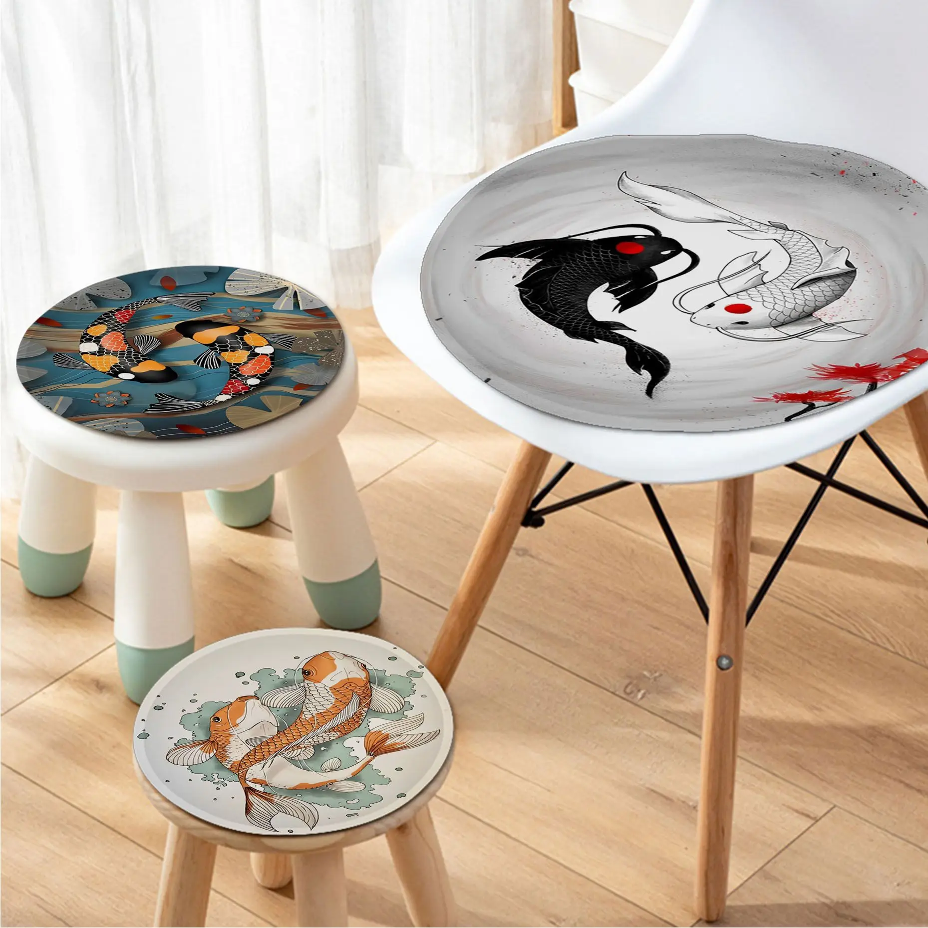 

Koi Four Seasons Fabric Cushion Non-slip Living Room Sofa Decor Students Stool Tatami Office Outdoor Garden Cushions
