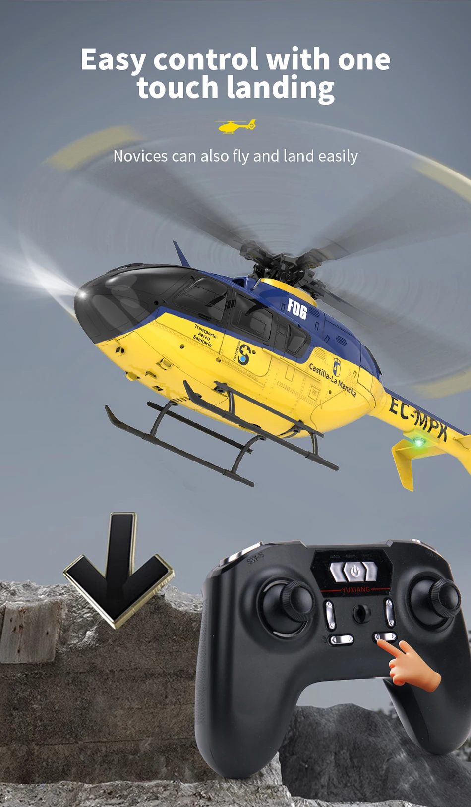 Avion télécommandé - Eurocopter EC135 Jaune