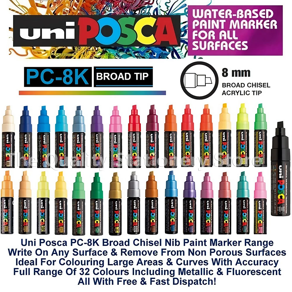 1 UNI bál POSCA pc-8k záložka pero POP plakát pengraffiti inzerát 8mm umění papírnictví multi-color volitelné malířství zásoby