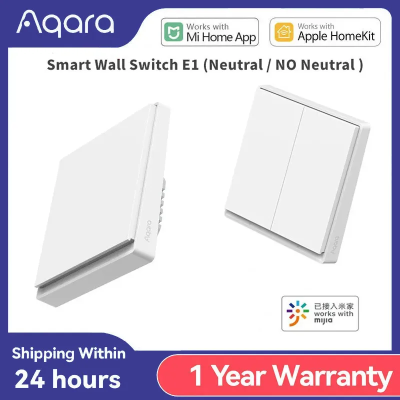2022 Nuovo Aqara Smart Wall Switch E1 Zigbee 3.0 Wireless Light Switch Key No/Con Cavo Di Fuoco Neutro Per Xiaomi Mi Home Homekit
