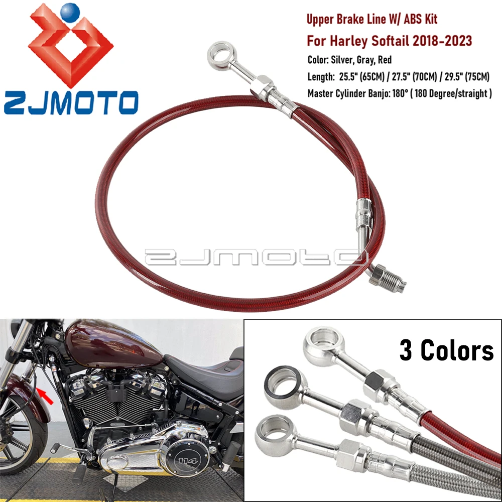 

65/70/75cm Motorcycle Brake Hose Hydraulic Brake Line w/ ABS Controller Master Cylinder Banjo Adapter For Harley Softail 2018-UP