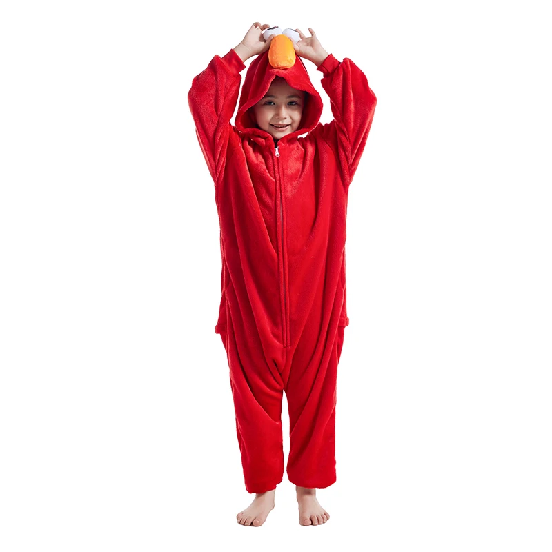 Kids Kigurumi Pajamas Fleece Children Overalls Baby Animal Full Body Onesie One-Piece Sleepwear Girls Halloween Cosplay Costume