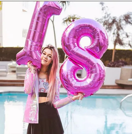 32inch Number 18 Balloon Silver Rose Gold Blue Pink Color Digit Foil Balloons For Boy Girl 18th Birthday Anniversary Party Decor party decorations,party supplies,foil birthday balloons,balloon decorations,balloon decoration kit,inflatable balloons,foil balloons,balloon accessories,aluminum foil balloon