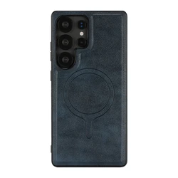 Premium Magnetic Leather Case with MagSafe Compatibility - Galaxy S23 Ultra (Blue)
