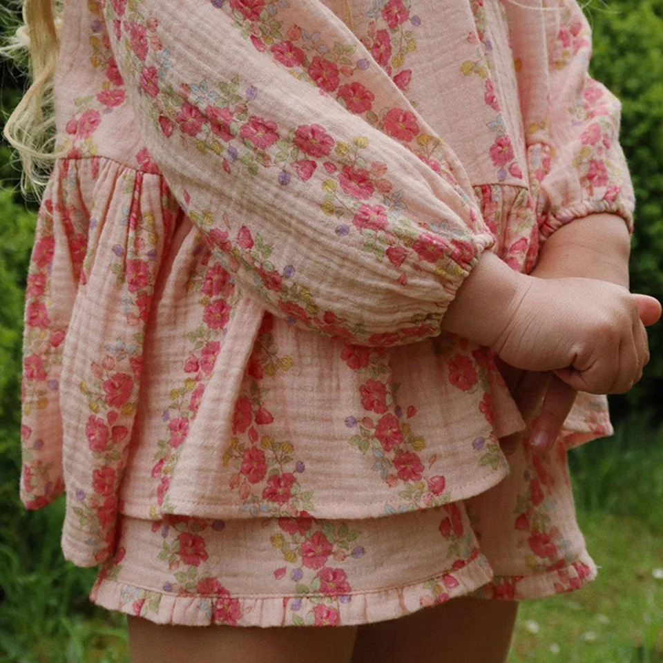 Kids Floral Clothes Set KS Vacation Girls Cute Hearts Dresses Girl T Tops Shorts Baby Casual Soft Rompers Children Tee