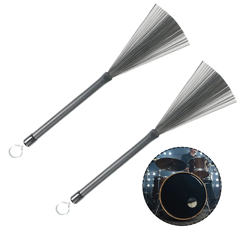 Drum Sticks Drum Percussion Accessories Drum Accessories 1/2PCS Metal Drum Stick Drum Brush Special Brush For Set Retractable Steel Wire Brush Jazz Brushes Parts