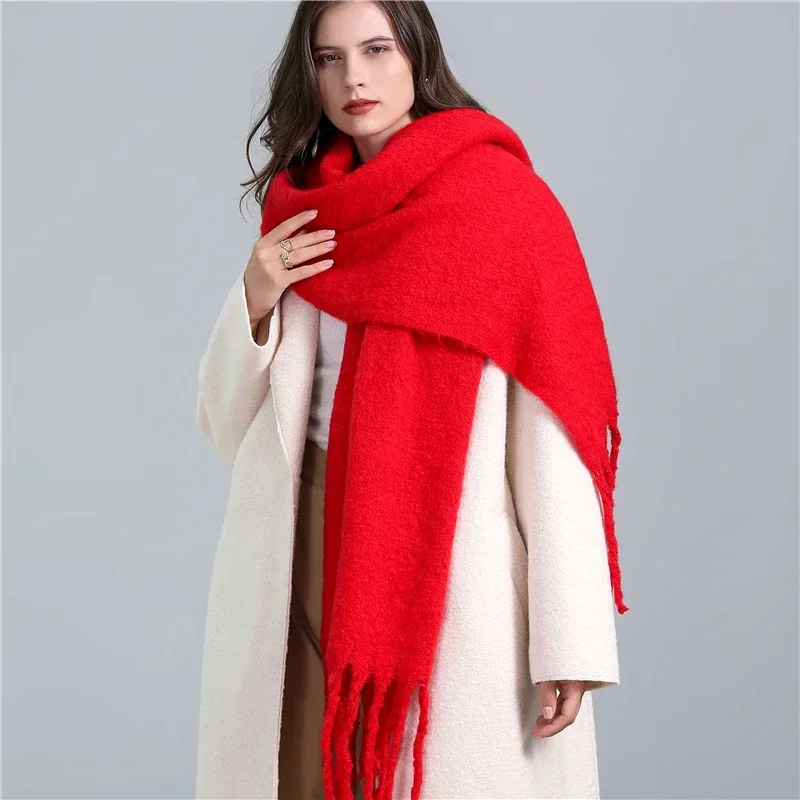 

Winter Warm Cashmere Scarf for Women Fashion Solid Pashmina Shawls and Wraps Thick Blanket Poncho Female Neckercheif Bufandas