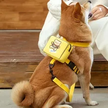 

Pet Harness with Backpack Large Capacity for Cats and Dogs Harness Vest and Leash Traction Adjustable for Traveling Pets Bag