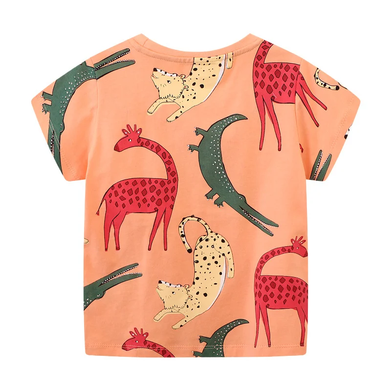 Jumping Meters 2-7T Summer Boys Animals  Tshirts Print Fashion Short Sleeve Kids Tees Tops Baby Clothing 2
