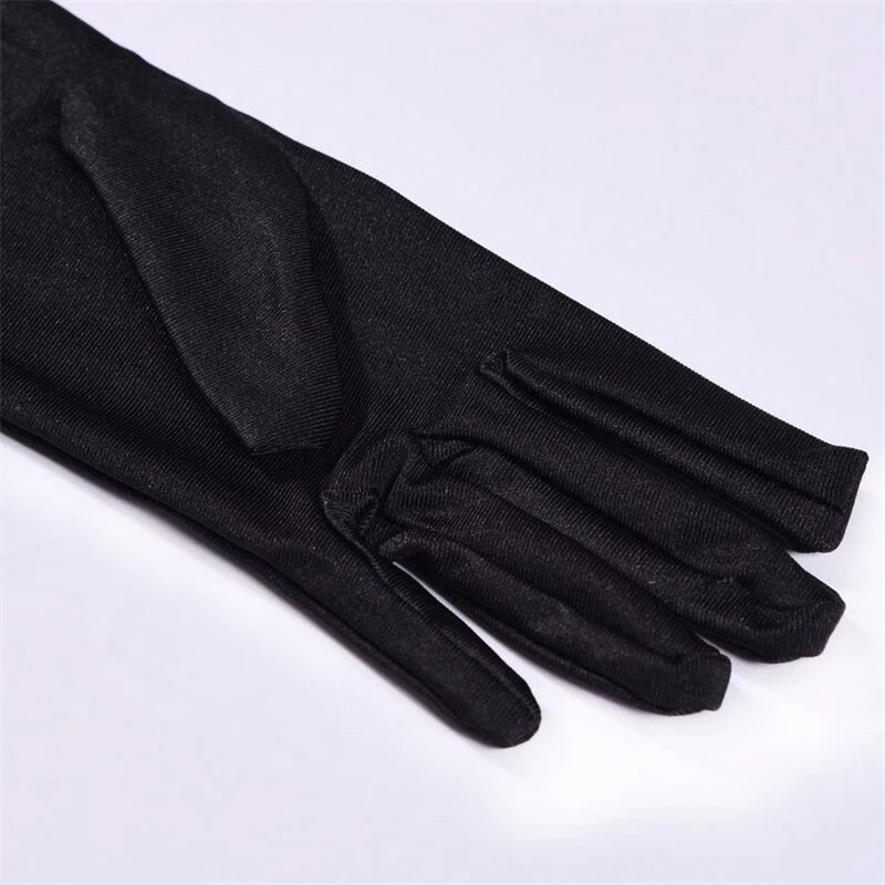 Long Satin Gloves Fashion Opera Evening Party Prom Costume Glove Black White Pink Gray Beige Red