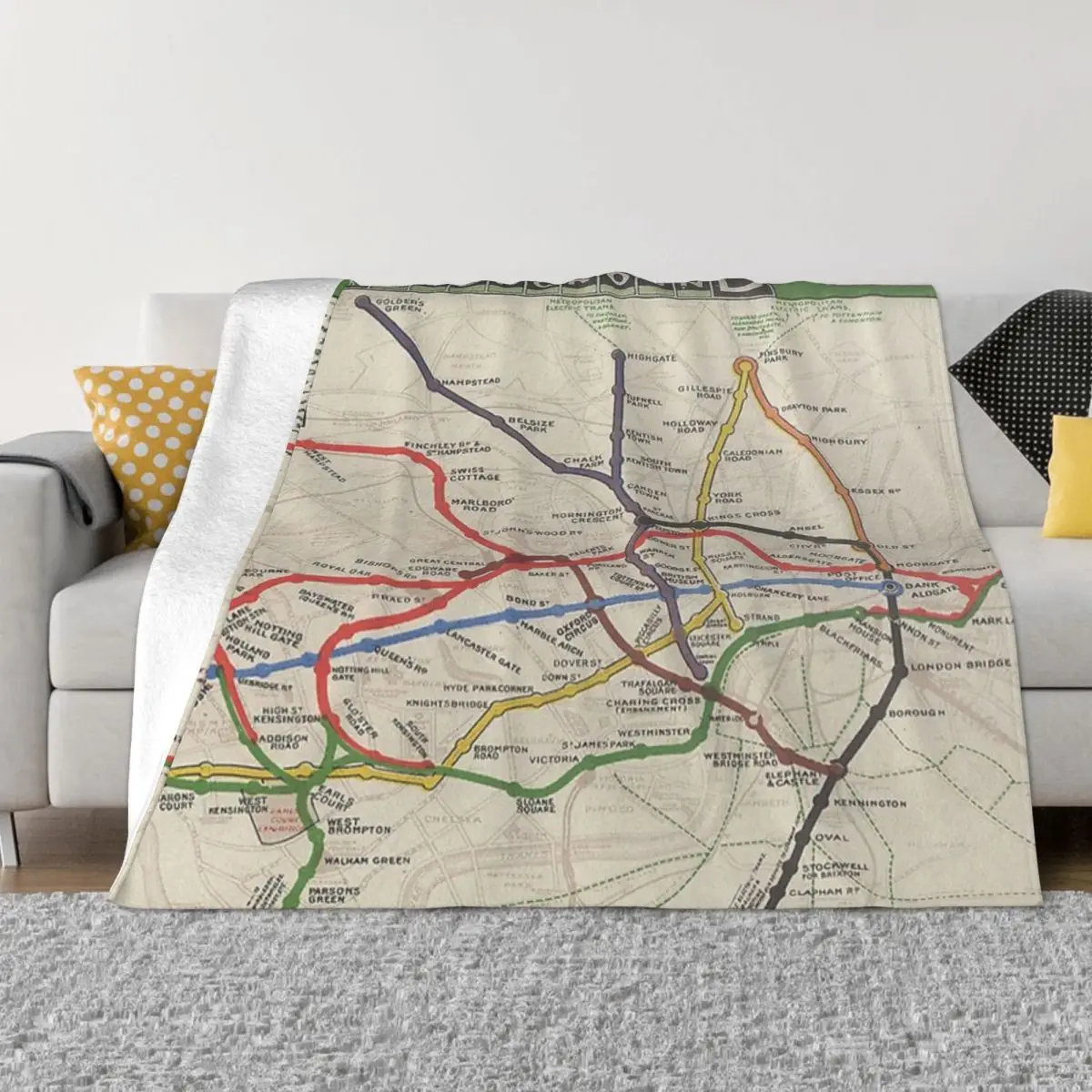 Stampa Mappa Tubo Vintage Londra, Londra Una Coperta In Micro Pile Ultra-Morbida